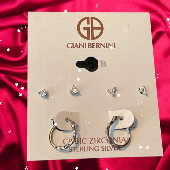 Giani Bernini Sterling Silver cubic zirconia 3 pair earrings - Picture 3 of 3